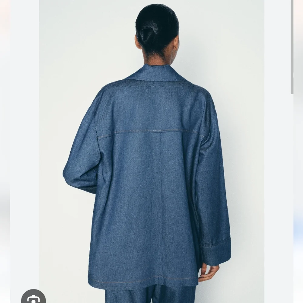 DENIM EFFECT OVERSIZED BLAZER SIZE L - Picture 5 of 10